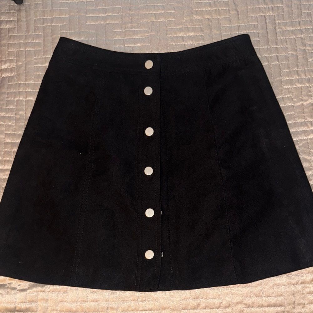 H&M Black Mini Skirt with Button Accents